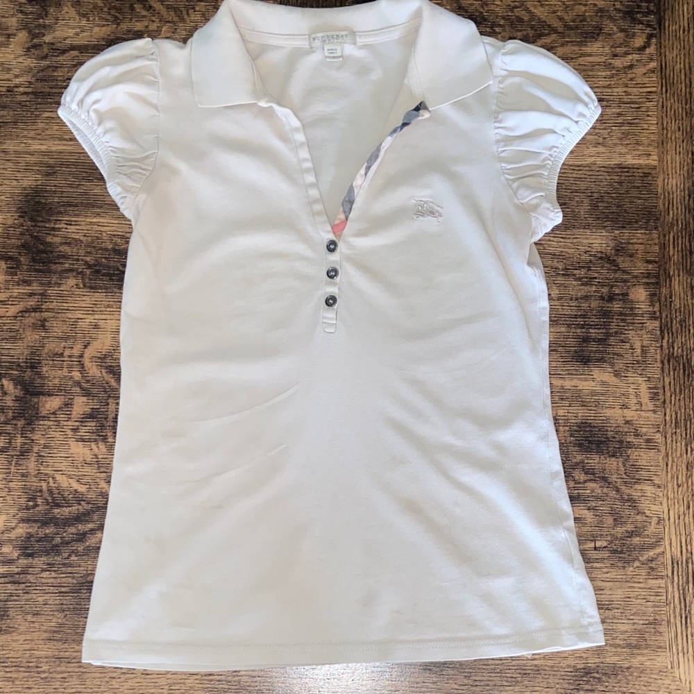 Burberry Cream Short Sleeve Knit Polo